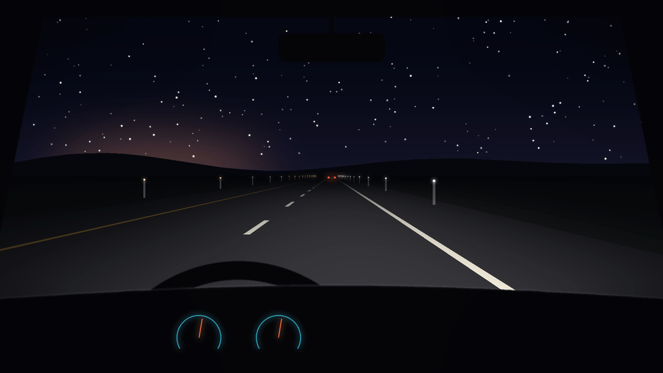 Driving home at night, the lane lines streaming past in the headlights. Nobody remembers this drive.