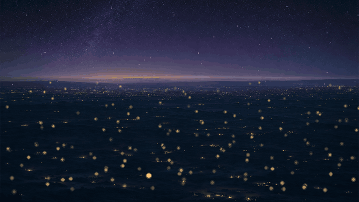 A high vantage looking out over a vast dark landscape at night, scattered with hundreds of tiny warm lights stretching to the horizon, each one a separate life glowing in the dark. It was never just about me.